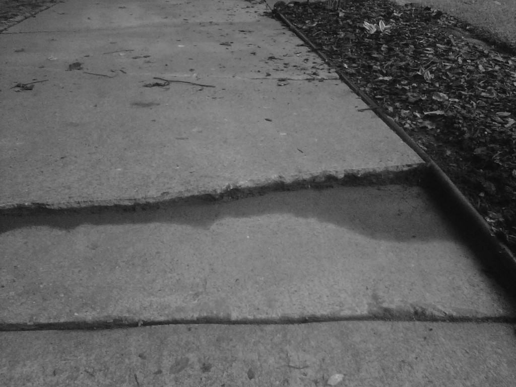 Uplifted sidewalk 1115 Rosedale Drive