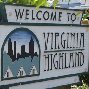 virginia highland sign in the triangle