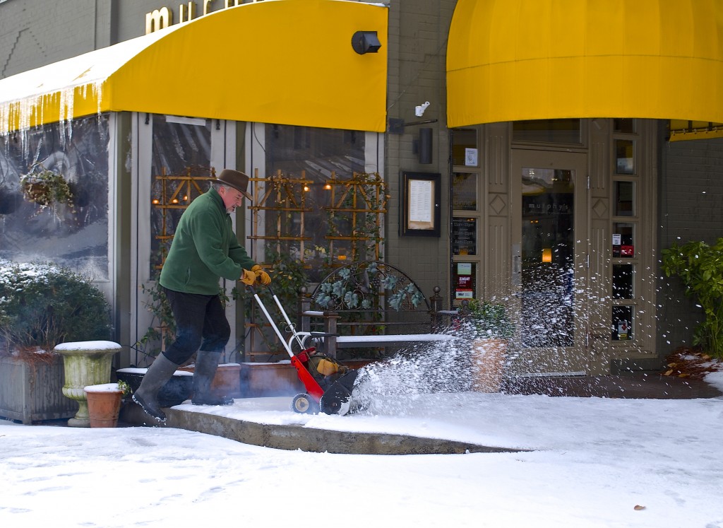 After the worst of the most recent snow, Murphy's used a snow-blower to clear a path for customers.