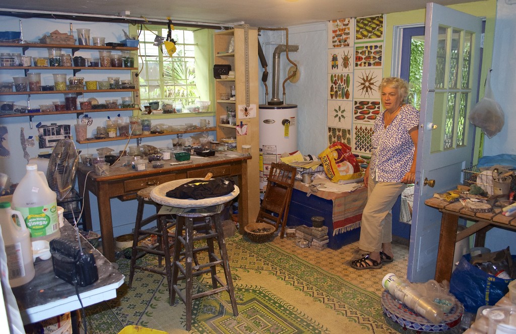 Coffin's workshop studio where she creates her mosaics.