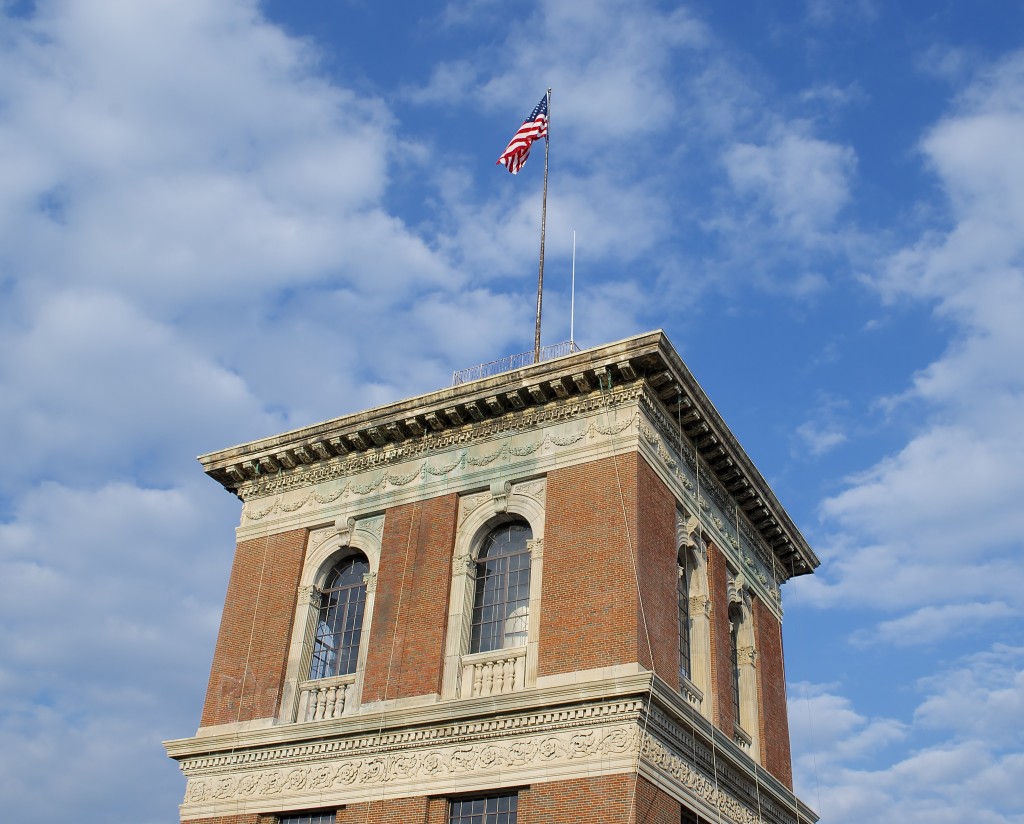 The iconic water tower and flag that can be seen from just about anywhere. The water tower will actually serve a purpose by containing gray water that will provide gravity-fed cooling for the HVAC system. 