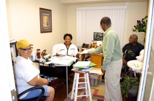 Annie Copeland and Brandon Copeland meet with new Briarcliff Summit residents