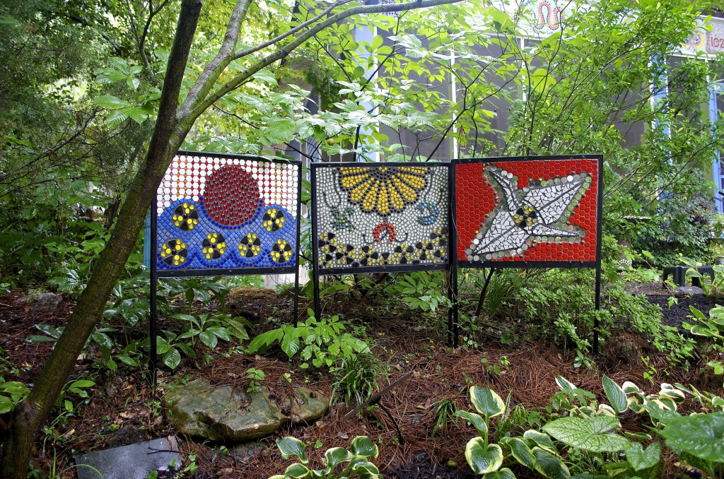 Coffin created this three panel mosaic to illustrate the impact of the 2011 Fukushima Daiichi nuclear power disaster.